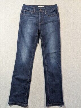 Levi's Slimming Straight Jeans Women's 30 Dark Wash Blue